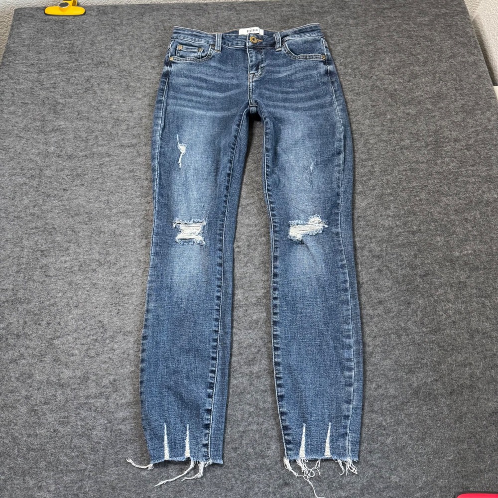 Pistola Women Skinny Jeans Size 26 Medium Wash Distressed Raw Hem P6730MTW-NFR